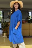 Made in Italy Milo Cotton Slouch Sac Dress Mediterranean Blue